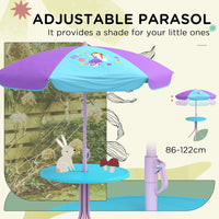 Outsunny Kids Bistro Table and Chair Set with Fairy Theme Adjustable Parasol