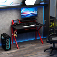 
              HOMCOM Gaming Desk Computer Table with Cup Holder Headphone Hook Basket Red
            