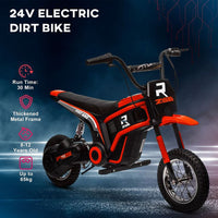 HOMCOM 24V Kids Electric Motorbike with Twist Grip Throttle Music Horn RED
