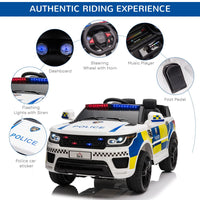 
              12V Kid Electric Ride On Police Car with Remote Siren Bluetooth 3-6 Years HOMCOM
            