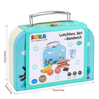 SOKA Wooden Lunchbox Sandwich Set Pretend Play Traditional Lunch Box for Kids 3+ Years
