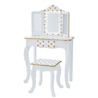 
              Fantasy Fields Wooden Play Vanity Set With Mirror & Lights White Gold TD-11670ML
            