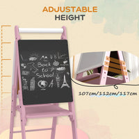 AIYAPLAY Art Easel for Kids Double-Sided Whiteboard Chalkboard with Paper Roll PINK
