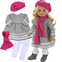 
              Sophia's Fair Isle 18 Inch Baby Dolls Clothes Set, Grey Doll Dress Leggings Hat Scarf
            