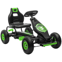 HOMCOM Children Pedal Go Kart with Adjustable Seat Rubber Wheels Brake GREEN