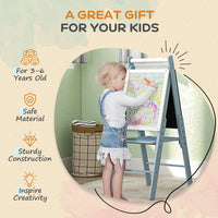 AIYAPLAY Art Easel for Kids Double-Sided Whiteboard Chalkboard with Paper Roll BLUE