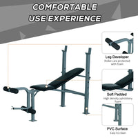 
              HOMCOM Adjustable Multi Gym Weight Bench Barbell Stand Chest Leg Abs Training
            