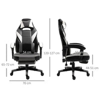 Vinsetto Gaming Chair Ergonomic Computer Chair w/ Footrest Headrest Lumbar Pillow Grey