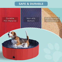 
              Pawhut Pet Pool 100x30cm Swimming Bath Portable Cat Dog Foldable Puppy Bathtub
            