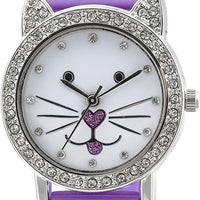 Tikkers Children white Dial Analogue Display Purple silicone Strap Watch TK0107