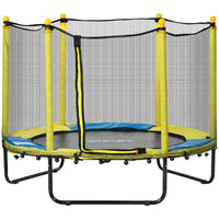 HOMCOM 4.6FT Kids Trampoline with Enclosure for Kids 1-10 Years Yellow