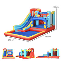 Outsunny 4 in 1 Kids Bouncy Castle Slide Pool Trampoline Climbing Wall & Blower
