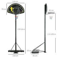 SPORTNOW 2.3-3m Basketball Hoop and Stand Weight Base and Wheels