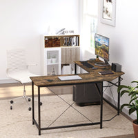 
              HOMCOM Corner L-Shape Computer Desk Gaming PC Workstation for Home Office
            