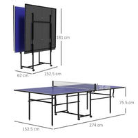 
              SPORTNOW 9FT Folding Table Tennis Table w/ 4 Wheels, for Indoors, Blue
            