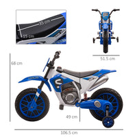 HOMCOM 12V Kids Electric Motorbike Ride-On Motorcycle Training Wheels BLUE