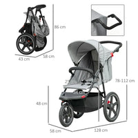 HOMCOM Lightwieght Pushchair with Reclining Backrest From Birth to 3 Years Grey
