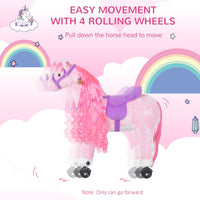 
              HOMCOM Child Mechanical Walking Ride on Horse Toy Plush Walk Pony Sound
            