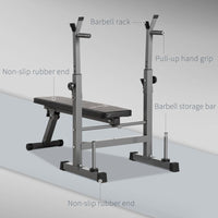 
              HOMCOM Adjustable Weight Bench Foldable with Barbell Rack and Dip Station
            