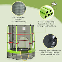 
              HOMCOM Kids Trampoline Mini Bouncer with Enclosure Net Age 3-6 Years Green
            