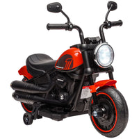 HOMCOM 6V Electric Motorbike with Training Wheels Toddler One-Button Start RED