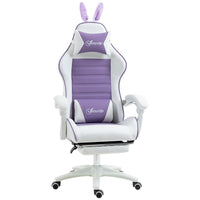 
              Vinsetto Racing Style Gaming Chair with Footrest Removable Rabbit Ears Purple
            