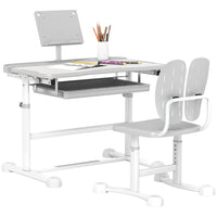 AIYAPLAY Height Adjustable Kids Desk and Chair Set w/ Tilted Desktop