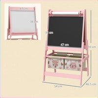 
              AIYAPLAY Kids Easel with Paper Roll Blackboard Whiteboard Storage Pink
            