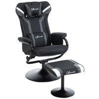 
              Video Game Chair Footrest Set Racing Style w/ Pedestal Base, Deep Grey
            