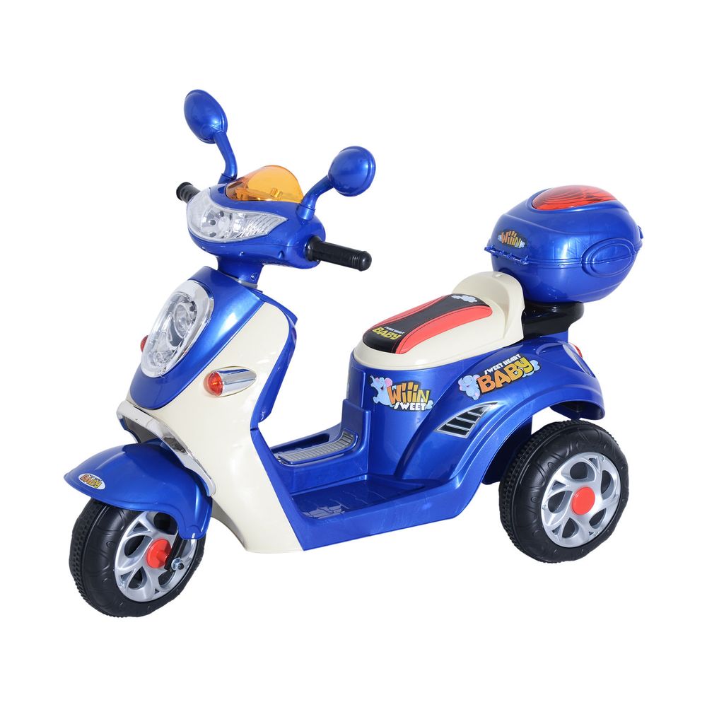 HOMCOM Electric Ride on Toy Car Kids Motorbike Children Battery Tricycle BLUE