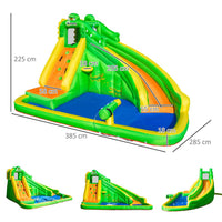 Outsunny Kids Bouncy Castle with Slide Pool Basket Gun Climbing Wall with Blower