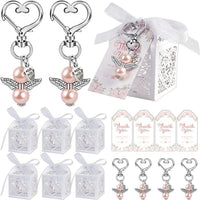 24Pcs Guardian Angel Keyring Angel Pearl Pendant Party Favours Thank You Gift For Communion Confirmation Keyring