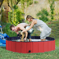 
              Pawhut Pet Pool 140x30cm Swimming Bath Portable Cat Dog Foldable Puppy Bathtub
            