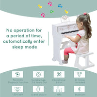 
              HOMCOM 37 Key Kids Battery Keyboard Mini Grand Piano Stool Microphone Musical Toy
            