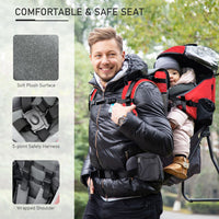 
              HOMCOM Baby Hiking Backpack Carrier Detachable Rain Cover for Toddlers RED
            