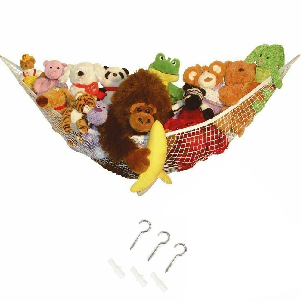 ShopHut Teddy Toy Hammock Large Mesh Net Keep Toddler Childs Bedroom Tidy Toy Organizer with Hooks