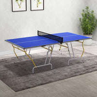 SPORTNOW 9FT Foldable Table Tennis Table with Cover Net Paddles Balls BLUE