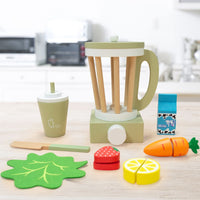Teamson Kids Wooden Blender Toy Play Kitchen Accessories 13 Pc Green TK-W00008