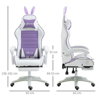 
              Vinsetto Racing Style Gaming Chair with Footrest Removable Rabbit Ears Purple
            