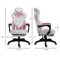 
              Vinsetto Gaming Chair Ergonomic Reclining with Manual Footrest Wheels Stylish Office Pink
            