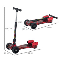 HOMCOM Child 3-Wheel Scooter Light Music Water Spray Rechargeable 3-6 Yrs RED