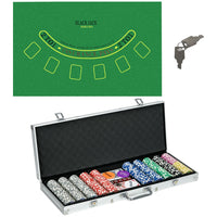 SPORTNOW 500-Piece Poker Chips Set w/ Mat, Aluminium Case, Two Decks of Cards