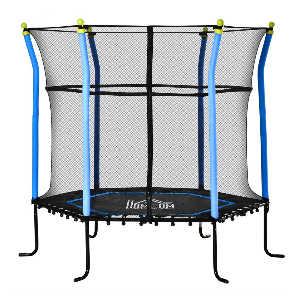 HOMCOM 5.2FT Kids Trampoline With Enclosure Indoor Outdoor for 3-10 Years Blue