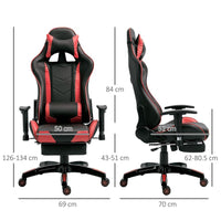 HOMCOM Ergonomic Gaming Chair Reclining Racing Chair with Headrest Swivel Wheels RED