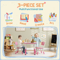 
              AIYAPLAY 3 Pcs Height Adjustable Kids Table and Chair Set for Playroom - Pink
            