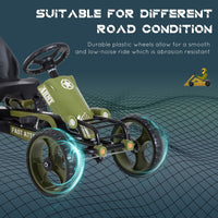 HOMCOM Pedal Go Kart Ride On Racer Hand Brake EVA Tyre Adjsuatble Seat Green