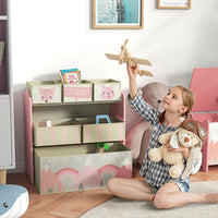
              ZONEKIZ Kids Storage Units with 6 Boxes Childrens Toy Storage Organiser Pink
            