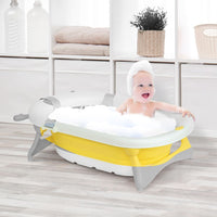 HOMCOM Foldable Baby Bath Tub Ergonomic with Temperature-Induced Water Plug YELLOW