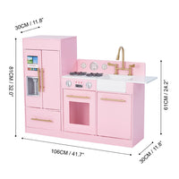 Teamson Kids Pink Wooden Toy Kitchen by Toy Cooker Play Kitchen Set TD-12302P