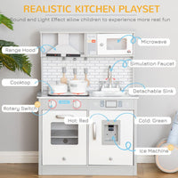 
              HOMCOM Kids Wooden Toy Kitchen Pretend Play Cooking Playset for 3-6 Years Old
            